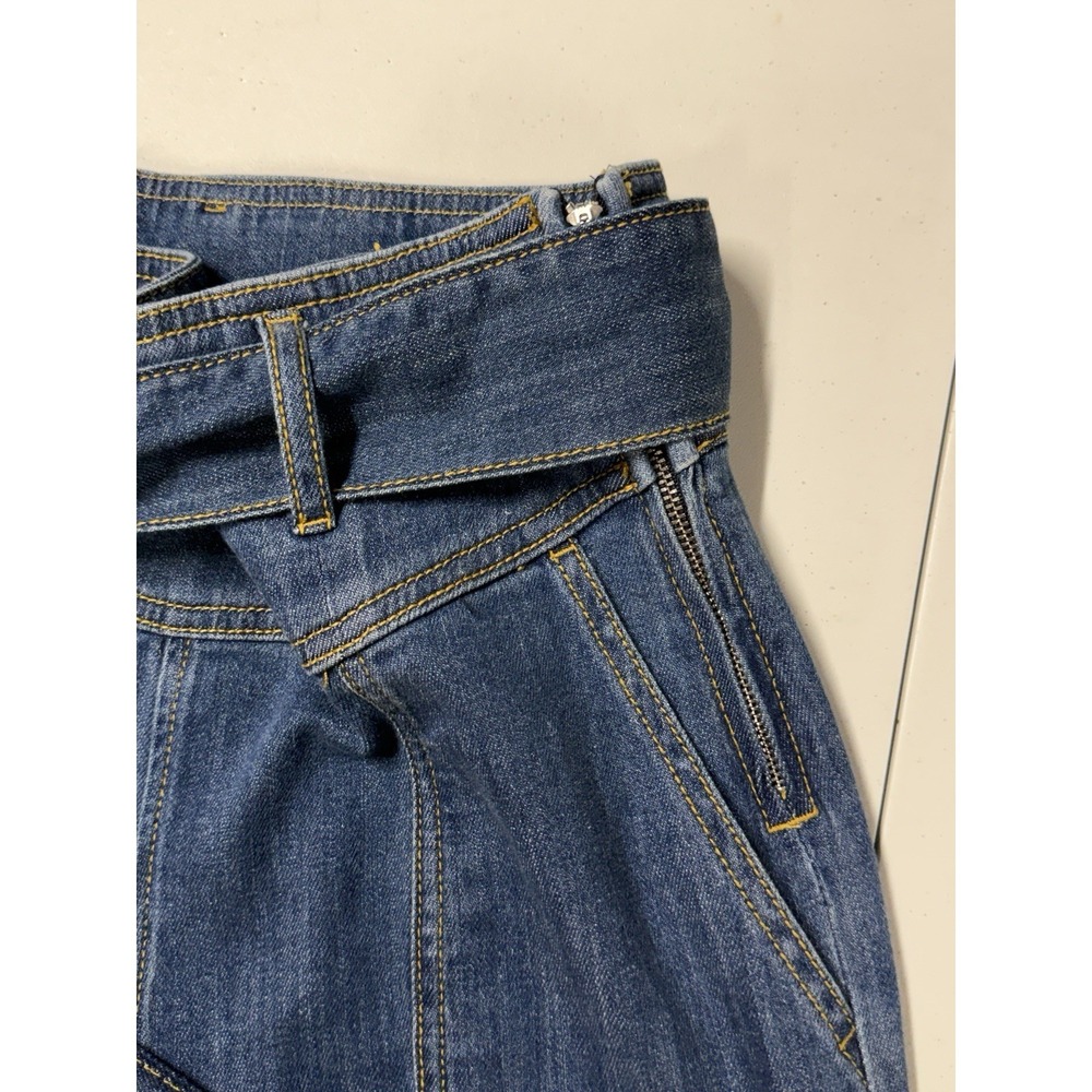 Pilcro Anthropologie High Rise Crop Wide Leg Jeans Women's 27 Soft Denim Belted - Picture 3 of 14